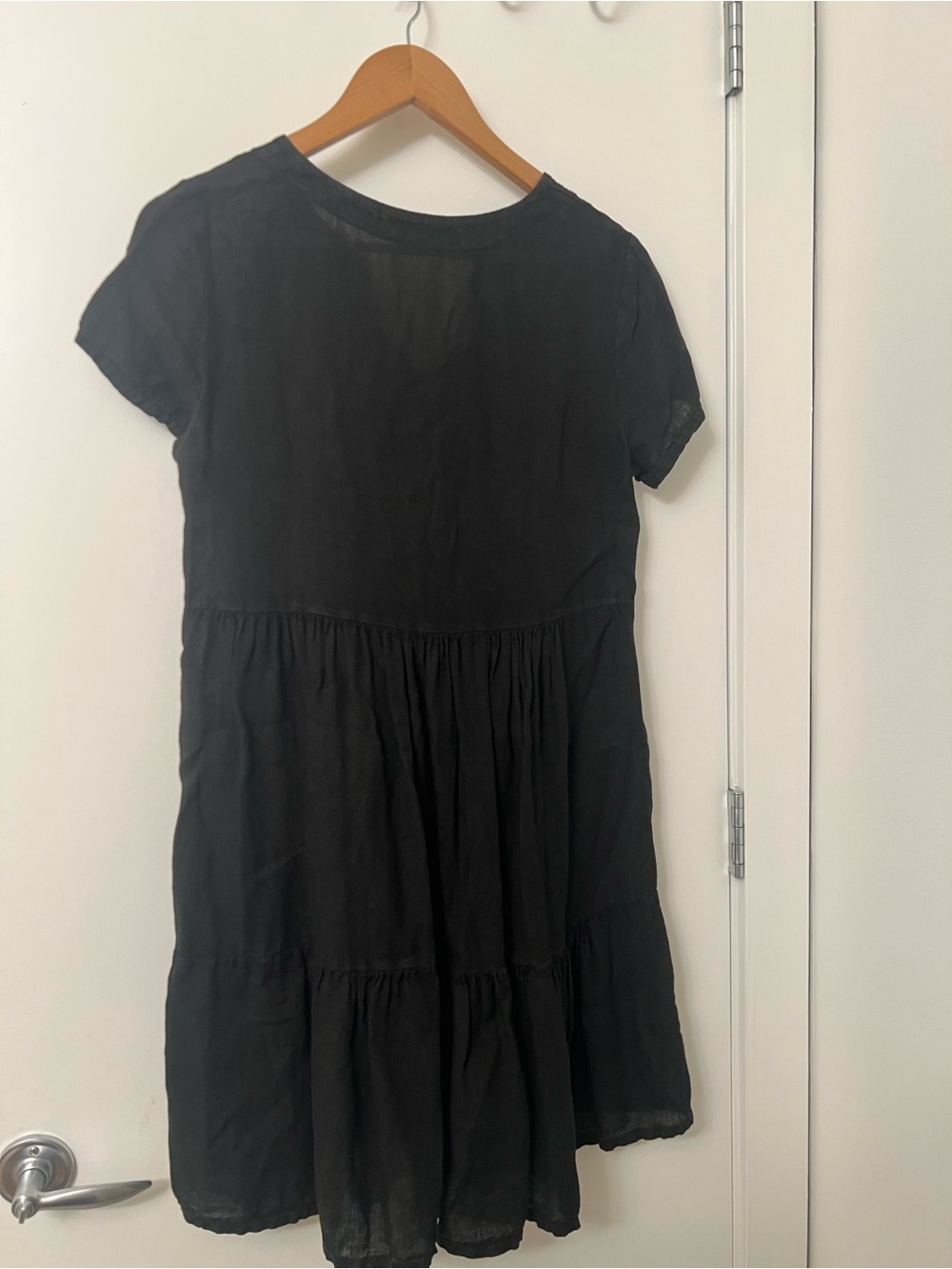 Francesca Bettini Tiered Linen Mini Dress – Black, Size Small - Picture 6 of 7
